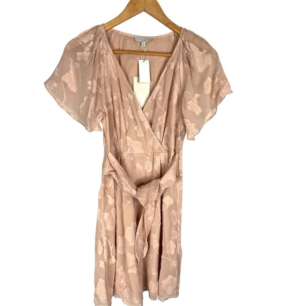 JOIE Women's LIght Pink Floral Leighan Faux Wrap Short Dress NWT Size 0